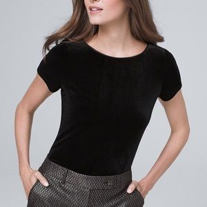 WHBM Black Velvet Scoop Neck Tee NWOT